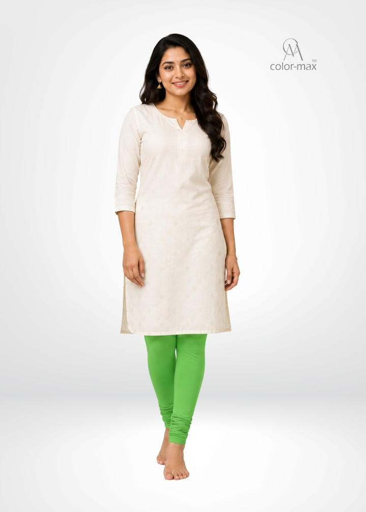 LEAF GREEN - Premium Cotton Lycra Chudi Leggings
